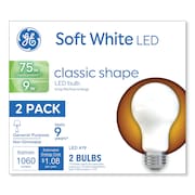 GE Classic LED Soft White Non-Dim A19 Light Bulb, 9 W, 2PK 93109032